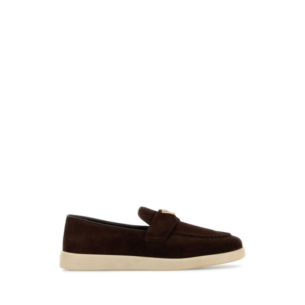 Prada Women Dark Brown Suede Loafers